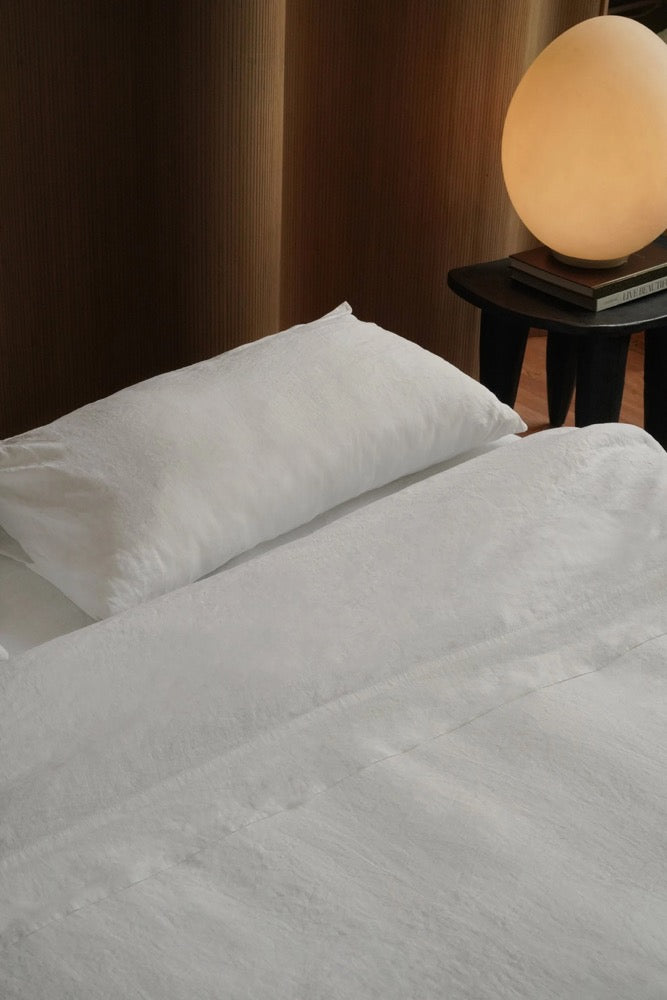 White Linen Duvet Cover Set: European Flax Bedding, 180 gsm