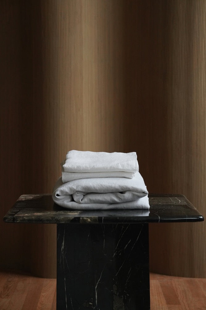 White Linen Duvet Cover Set: European Flax Bedding, 180 gsm