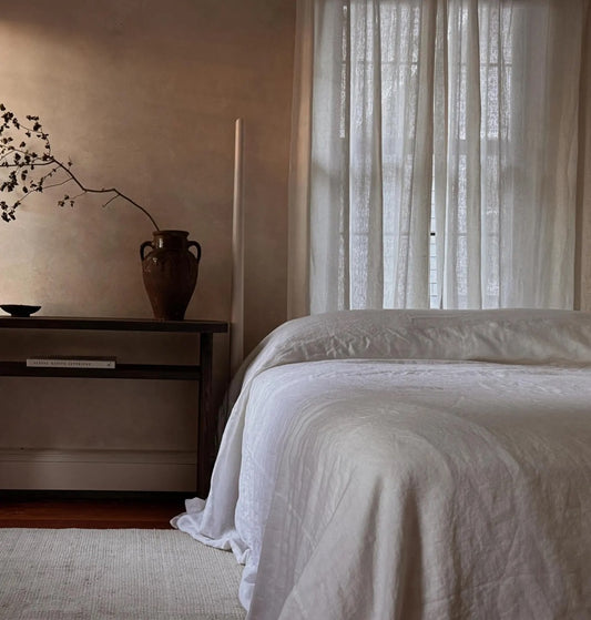 White Linen Bed Cover: Heavyweight European Flax