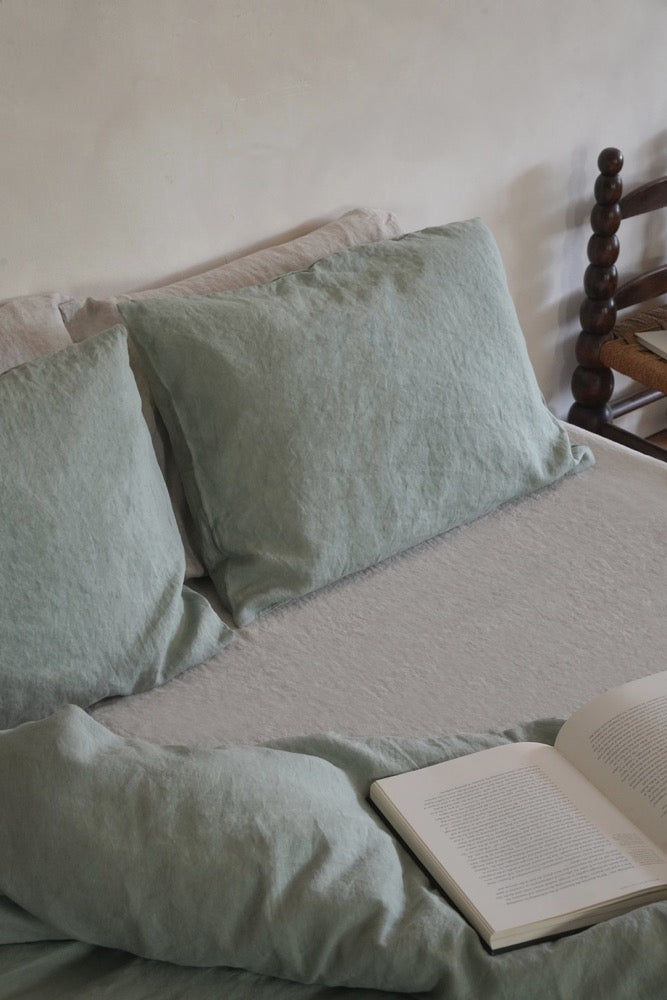Sage Linen Duvet Cover Set: European Flax Bedding, 180 GSM