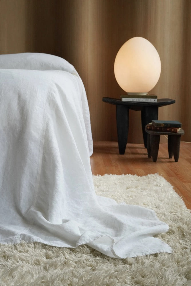 White Linen Bed Cover: Heavyweight European Flax