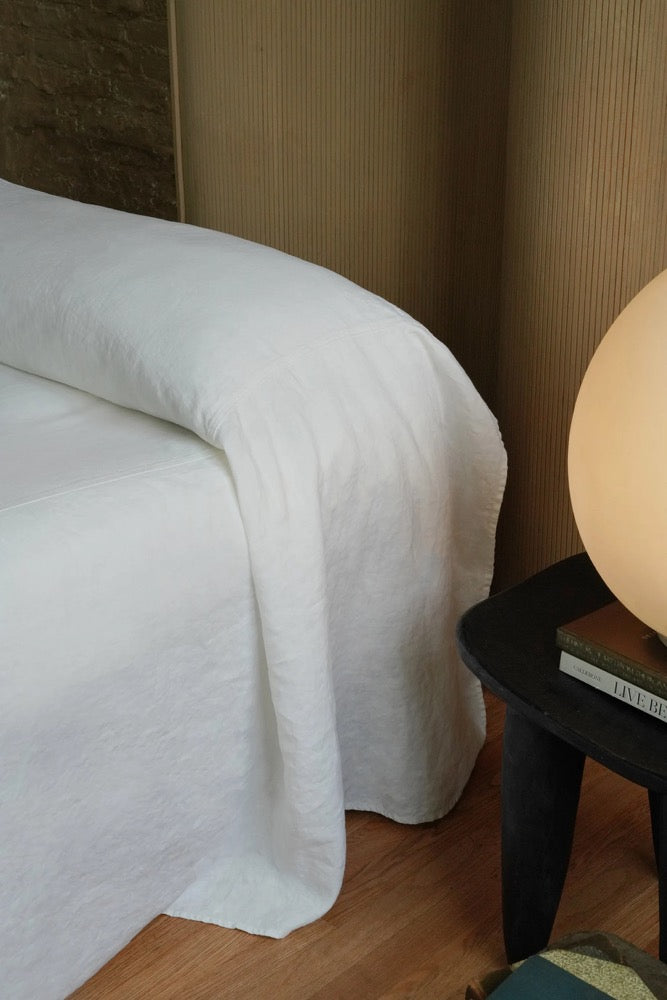 White Linen Bed Cover: Heavyweight European Flax
