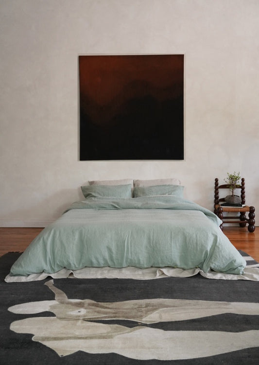 Sage Linen Duvet Cover Set: European Flax Bedding, 180 GSM