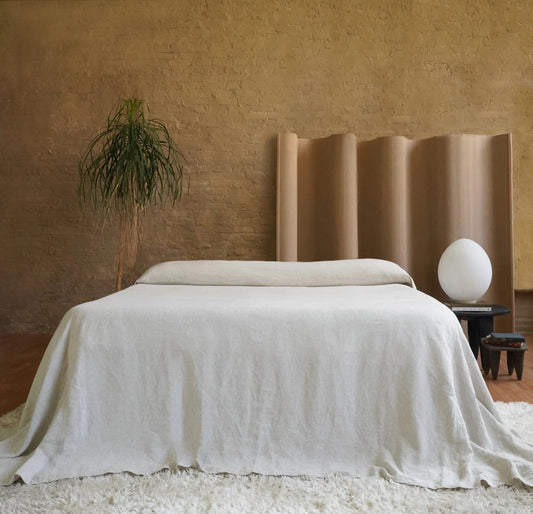 Linen Bed  European Flax, Natural Finish