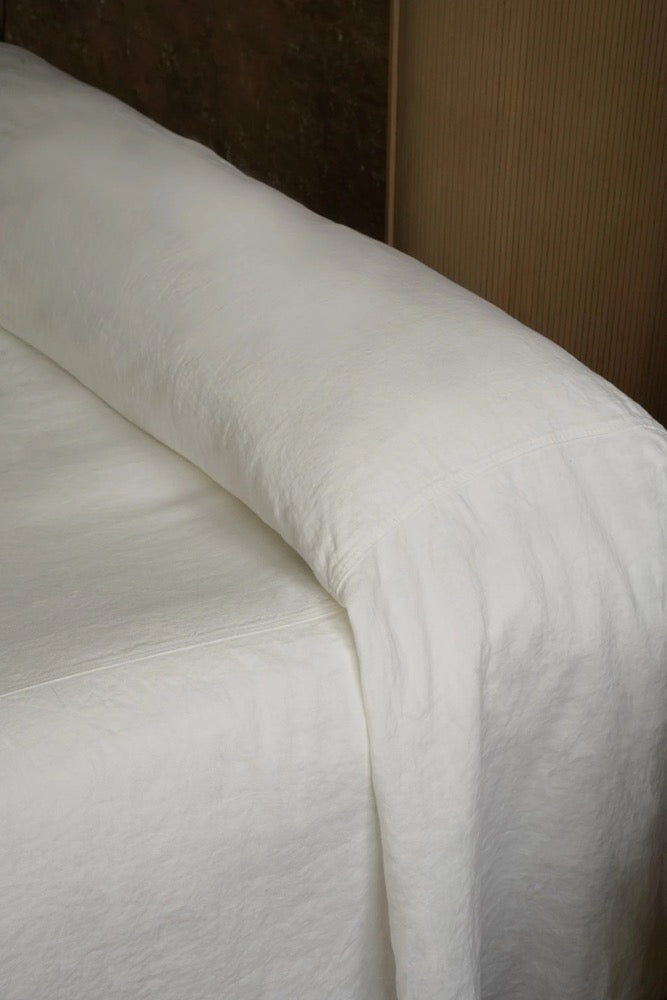 White Linen Bed Cover: Heavyweight European Flax