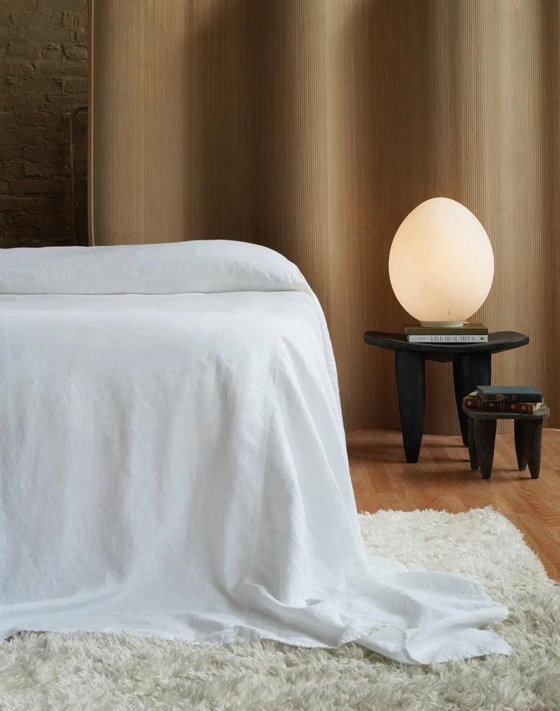 White Linen Bed Cover: Heavyweight European Flax