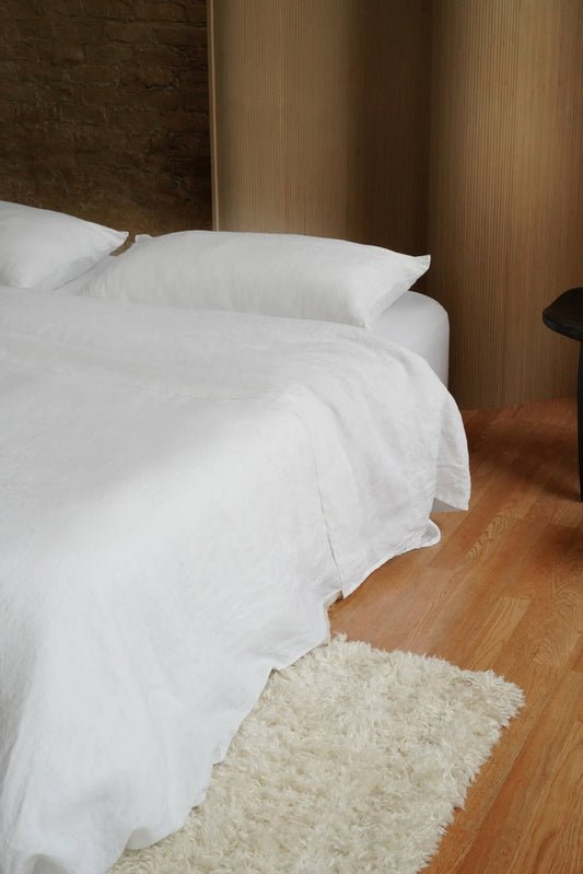 White Linen Duvet Cover Set: European Flax Bedding, 180 gsm