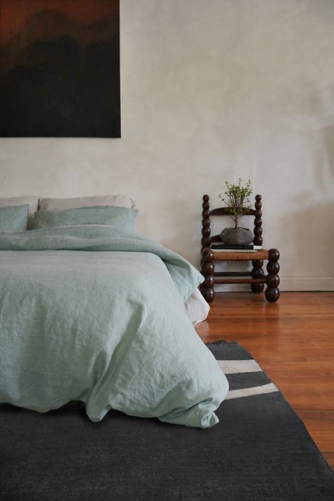 Sage Linen Duvet Cover Set: European Flax Bedding, 180 GSM