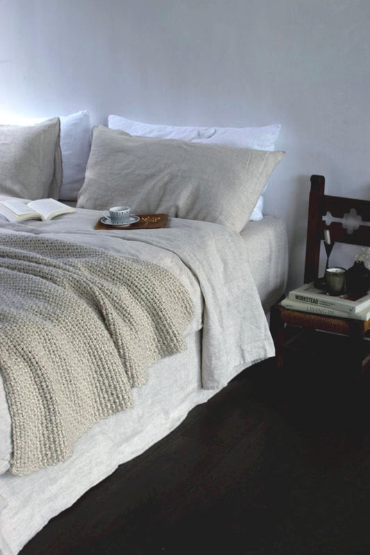 European Flax Linen Bed Sheet Set: 180 gsm Medium Weight