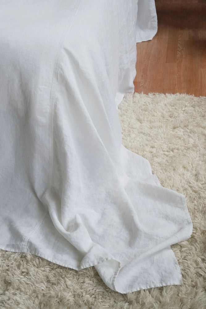 White Linen Bed Cover: Heavyweight European Flax